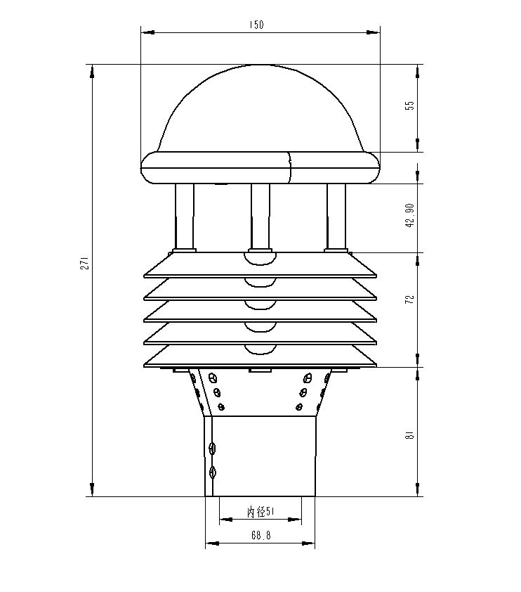 六要素氣象監(jiān)測儀產品尺寸圖