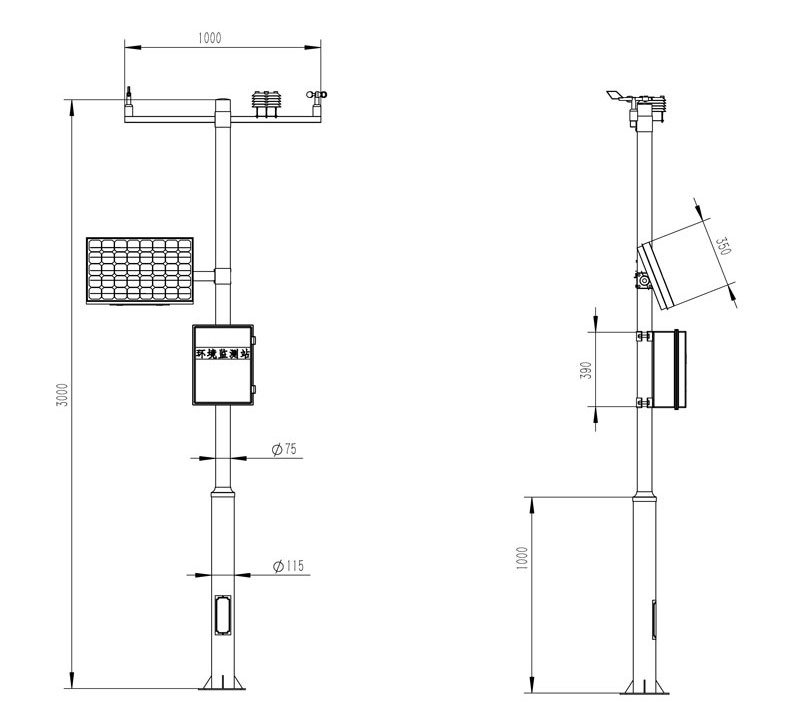 自動氣象站建設產品尺寸圖